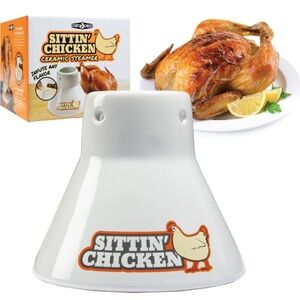 Sittin' Chicken Ceramic Beer Can Steamer & Roaster- Easily Infuse Marinade & Sau